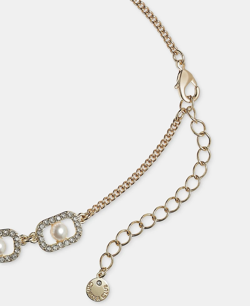 Charter Club Concord Glass and Faux Pearl Frontal Necklace, Macy's Exclusive
