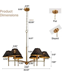 Tribesigns 6-Light Chandelier with Matte Lampshade, 35" Farmhouse Height Adjustable Pendant Light Fixture