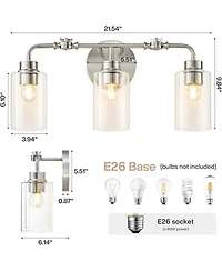 Tribesigns 3-Light Bathroom Light Fixtures, 21" Bathroom Vanity Light Over Mirror, Modern Wall Sconce Lamp for Bedroom Living Room Hallway