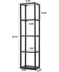 Tribesigns Display Shelf Floor Lamp with Shelves, Glass Display Cabinet with Remote and 3 Cct Dimmable Led,5-Tier Wooden Conner Bookshelf Lamp