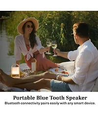 Bell + Howell Echo Glow Rechargeable Bluetooth Led Portable Lantern Speaker Touch Control Table Lamp