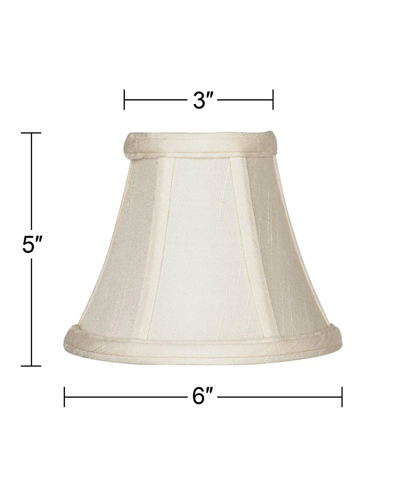 Imperial Shade Set of Hardback Bell Lamp Shades Evaline Cream Small 3" Top x 6" Bottom x 5" High Candelabra Clip-On Fitting