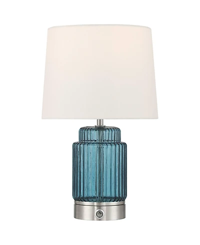 Possini Euro Design Possini Euro Alain 15"H Blue Fluted Glass Cordless Accent Table Lamp