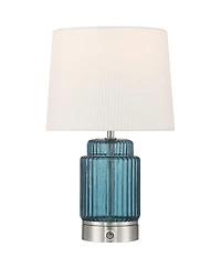 Possini Euro Design Possini Euro Alain 15"H Blue Fluted Glass Cordless Accent Table Lamp