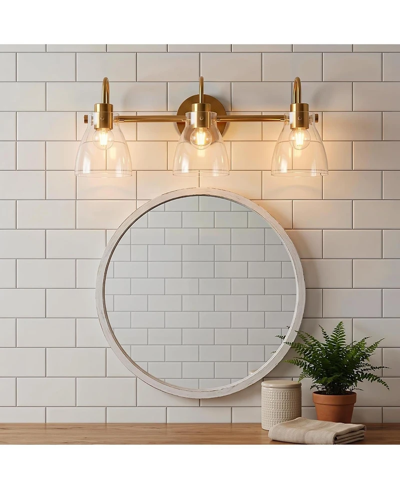 Tribesigns Bathroom Light Fixtures,3-Light Bathroom Vanity Lights Over Mirror with Clear Glass Shade, Vanity Light for Bedroom Living Room