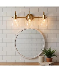 Tribesigns Bathroom Light Fixtures,3-Light Bathroom Vanity Lights Over Mirror with Clear Glass Shade, Vanity Light for Bedroom Living Room