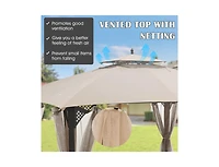Boyel Living 10 x 12 Feet Gazebo Replacement Top with Air Vent and Drainage Holes-Beige