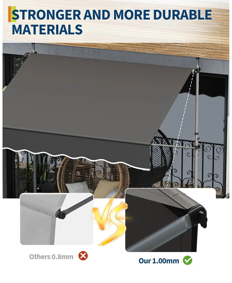gaomon Outdoor Sunshade Shelter, Manual Patio Retractable Awning