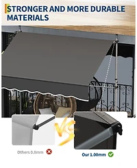 gaomon Outdoor Sunshade Shelter, Manual Patio Retractable Awning