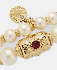 Charter Club Glass and Faux Pearl Stretch Bracelet, Set of Two, Macy's Exclusive
