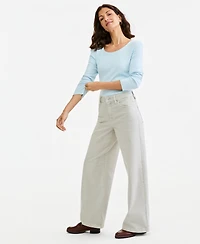Style & Co Women's High-Waist Wide-Leg Cotton-Blend Pants, Macy's Exclusive
