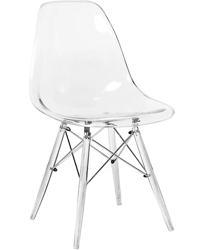 LeisureMod Cresco Modern Molded Dining Chair, Chrome-Plated Eiffel Base and Acrylic Support Legs Ergonomic Curved Seat Accent Side Chair