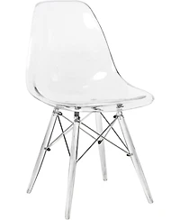 LeisureMod Cresco Modern Molded Dining Chair, Chrome-Plated Eiffel Base and Acrylic Support Legs Ergonomic Curved Seat Accent Side Chair