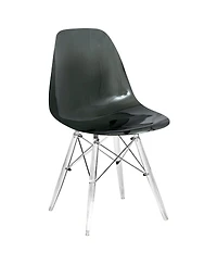 LeisureMod Cresco Modern Molded Dining Chair, Chrome-Plated Eiffel Base and Acrylic Support Legs Ergonomic Curved Seat Accent Side Chair