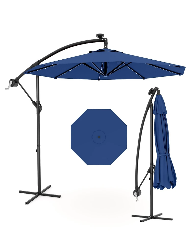 gaomon 10Feet Uv-Resistant Offset Patio Umbrella with Solar Led Lights for Backyard, Poolside