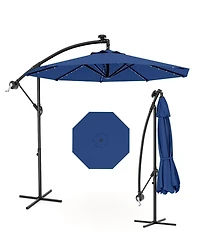 gaomon 10Feet Uv-Resistant Offset Patio Umbrella with Solar Led Lights for Backyard, Poolside