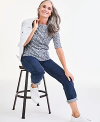 Style & Co Petite Elbow-Sleeve Boat Neck Top, Macy's Exclusive
