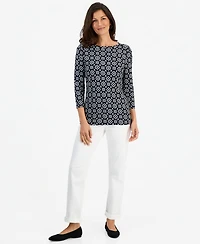 Style & Co Petite 3/4-Length Sleeve Boat Neck Top, Macy's Exclusive