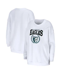 Wear by Erin Andrews Women's White Philadelphia Eagles Oversized Pullover Sweatshirt