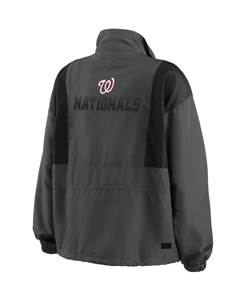 Wear by Erin Andrews Women's Charcoal Washington Nationals Packable Half-Zip Jacket