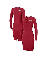 Wear by Erin Andrews Women's Red Tampa Bay Buccaneers Lace Up Long Sleeve Dress