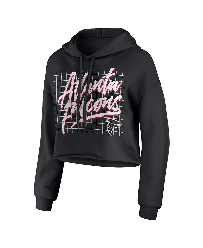 Wear by Erin Andrews Women's Black Atlanta Falcons Domestic Cropped Pullover Hoodie