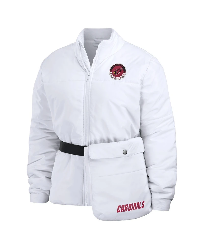 Wear by Erin Andrews Women's White Arizona Cardinals Packaway Full-Zip Puffer Jacket
