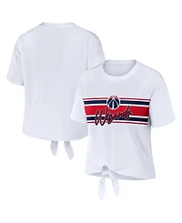 Wear by Erin Andrews Women's White Washington Wizards Tie-Front T-Shirt