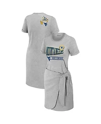 Wear by Erin Andrews Women's Heather Gray West Virginia Mountaineers Knotted T-Shirt Dress