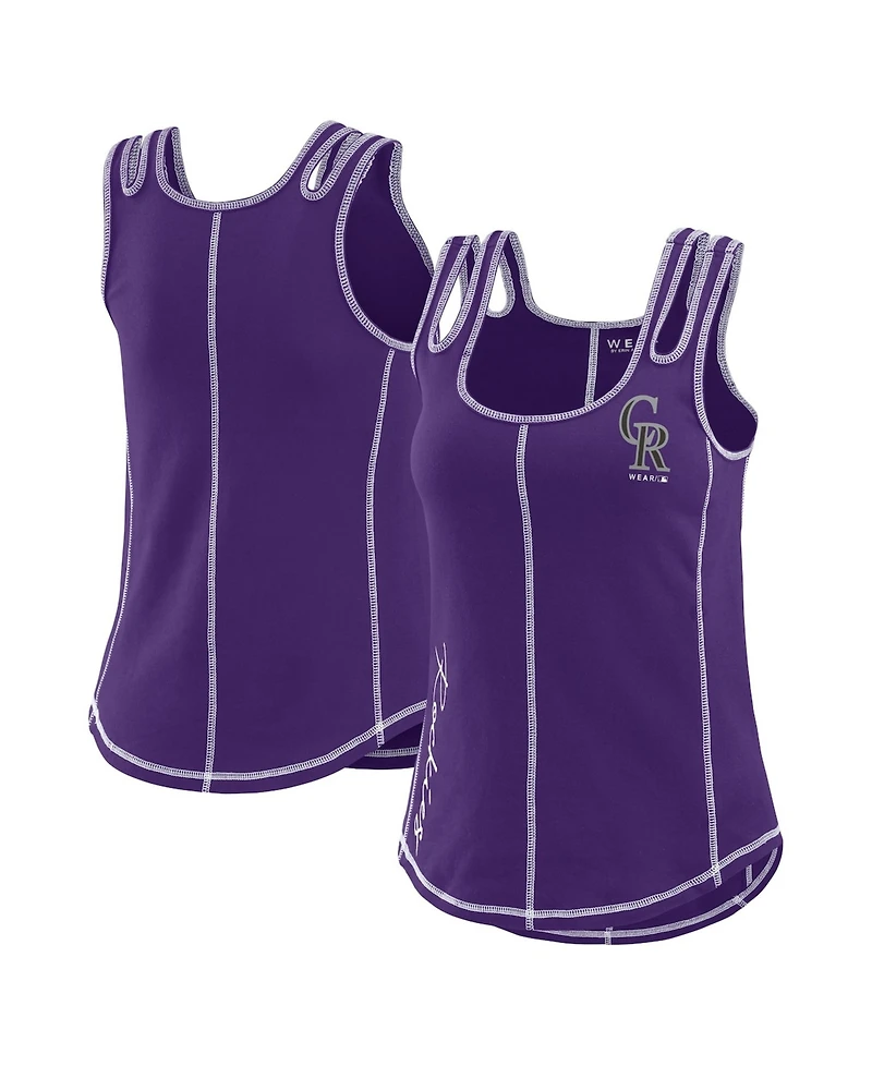 Wear by Erin Andrews Women's Purple Colorado Rockies Contrast Stitch Tank Top