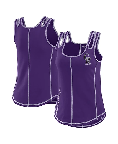 Wear by Erin Andrews Women's Purple Colorado Rockies Contrast Stitch Tank Top