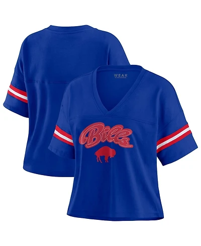 Wear by Erin Andrews Women's Royal Buffalo Bills Plus Color Block Boxy V-Neck T-Shirt