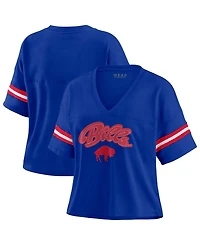 Wear by Erin Andrews Women's Royal Buffalo Bills Plus Color Block Boxy V-Neck T-Shirt