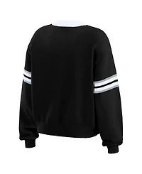 Wear by Erin Andrews Women's Black Las Vegas Raiders Lace-Up Pullover Sweatshirt