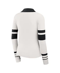 Wear by Erin Andrews Women's White Pittsburgh Steelers Ribbed Henley Polo Sweater
