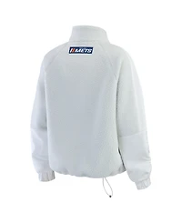 Wear by Erin Andrews Women's Gray New York Mets Polar Fleece Quarter-Zip Jacket