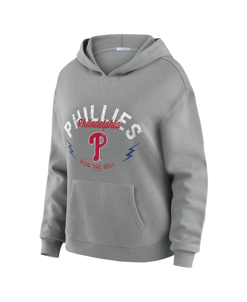 Wear by Erin Andrews Women's 2-Piece Gray Philadelphia Phillies Waffle-Knit Long-Sleeve Hoodie & Lounge Pant Set