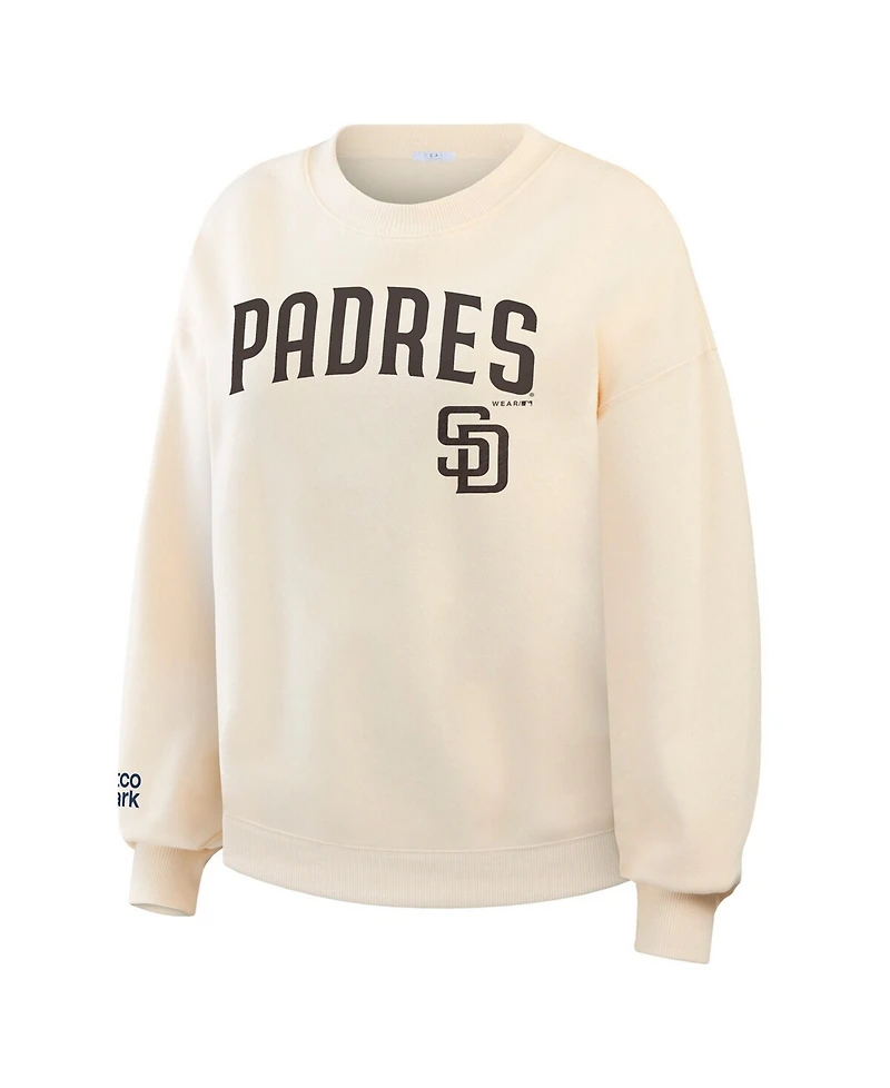 Wear by Erin Andrews Women's Cream San Diego Padres Heavyweight Crew Neck Sweatshirt