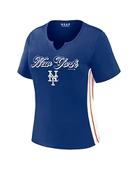 Wear by Erin Andrews Women's Royal New York Mets Notch Neck Cropped T-Shirt