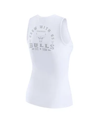 Wear by Erin Andrews Women's White Chicago Bulls Rib-Knit Henley Tank Top