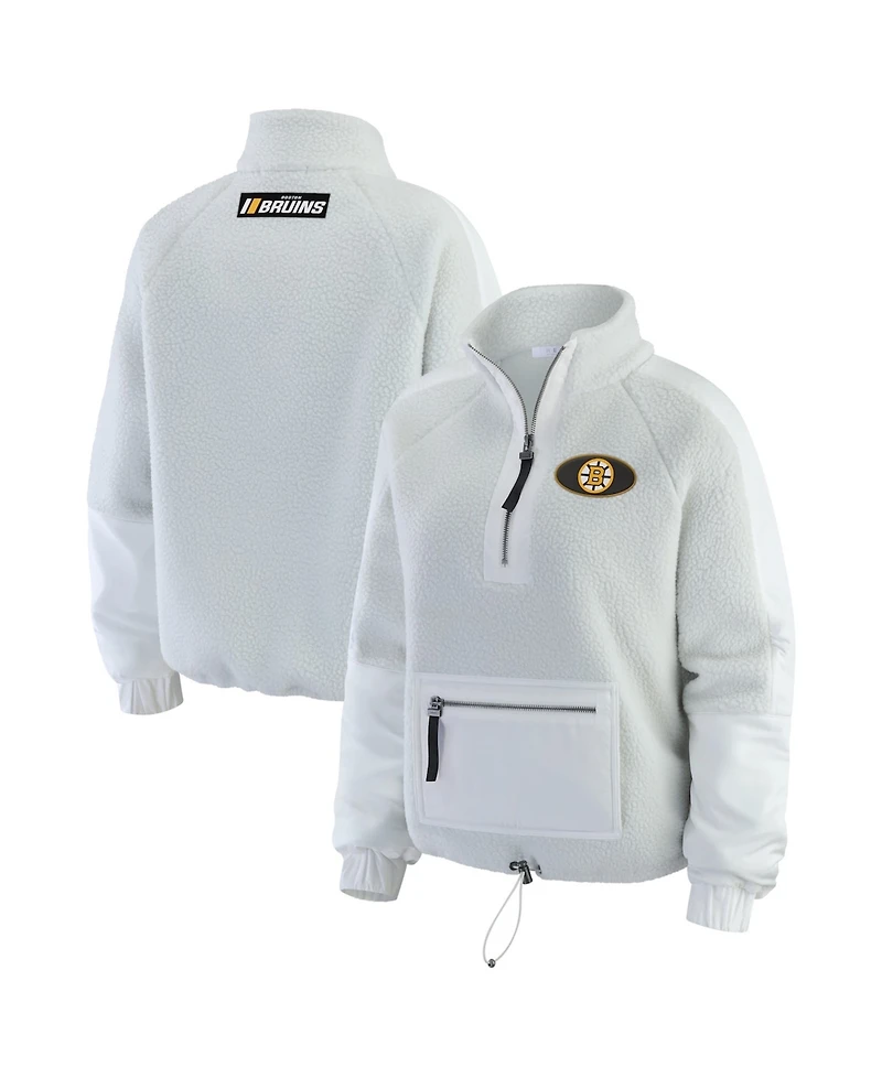 Wear by Erin Andrews Women's Gray Boston Bruins Polar Fleece Quarter-Zip Jacket
