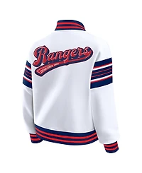 Wear by Erin Andrews Women's White/Blue New York Rangers Full-Snap Fleece Sweatshirt Jacket
