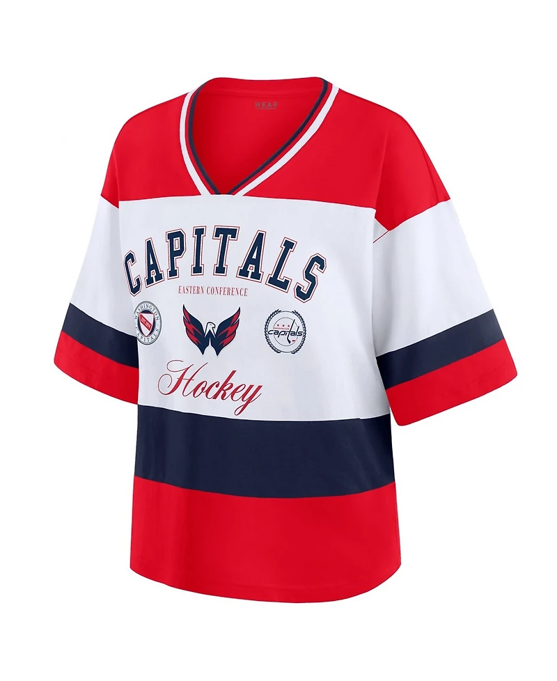 Wear by Erin Andrews Women's Red/White Washington Capitals Jersey Style T-Shirt