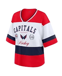 Wear by Erin Andrews Women's Red/White Washington Capitals Jersey Style T-Shirt