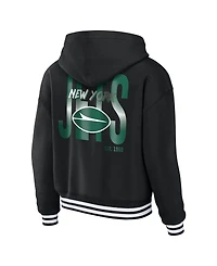 Wear by Erin Andrews Women's Black New York Jets Lace-Up Fleece Hoodie