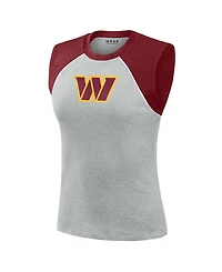 Wear by Erin Andrews Women's Gray Washington Commanders Cropped Raglan Tank Top