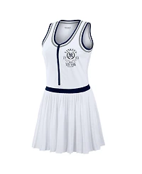 Wear by Erin Andrews Women's White New York Yankees Zip-Front Pleated Tri-Blend Scoop Neck Tank Dress