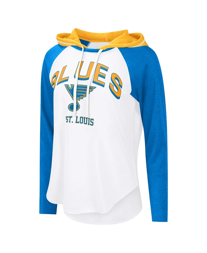 G-iii 4Her by Carl Banks Women's White St. Louis Blues Mvp Hooded Long-Sleeve T-Shirt