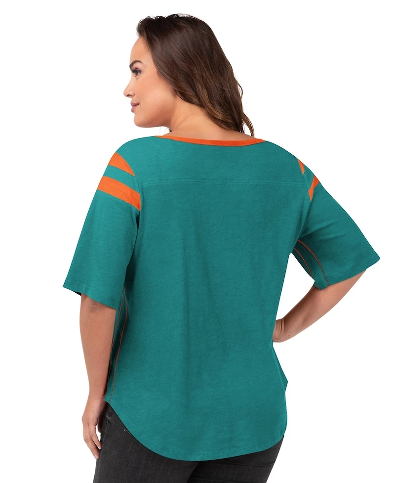 G-iii 4Her by Carl Banks Women's Aqua Miami Dolphins Plus Linebacker T-Shirt