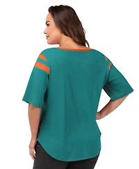G-iii 4Her by Carl Banks Women's Aqua Miami Dolphins Plus Linebacker T-Shirt